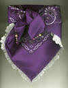 Purple Dog Bandana with White Eyelet Trim & Gemstones