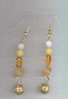 Yellow Amber, Citrine & Jade Pierced Earrings