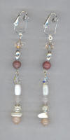 Opal, Rhodonite & Snow Quartz Pierced Look Earrings