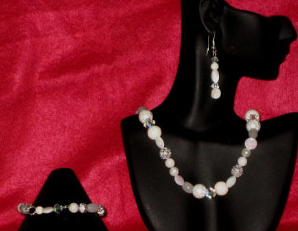 White Howlite & Snow Quartz Matinee Length Set 