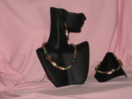 Fancy Jasper and Mother of Pearl Matinee Length Set
