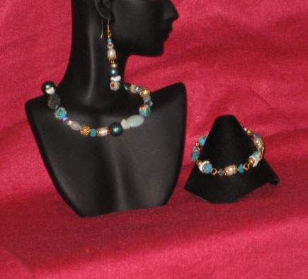 Aqua Cloisonn, Amazonite & Turquoise  Princess Length Set 