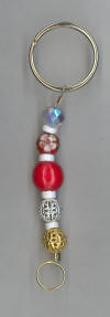 Red Cloisonn, Coral & Crystal   Key Chain Sprit