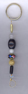 Ribbed Melon Cloisonn,   Mother of Pearls and Crystal Key Chain Sprit