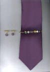Purple Amethyst, Cloisonn & Garnet Tie Sprit & Cuff Links Set