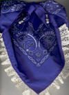 Royal Blue Dog Bandana with Eggshell Eyelet Trim & Gemstones