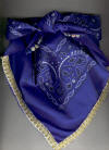 Royal Blue Dog Bandana with Gold Braid Trim & Gemstones