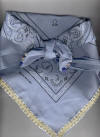 Light Blue Dog Bandana with Gold Braid Trim & Gemstones