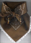 Chocolate Brown Dog Bandana with White Eyelet Trim & Gemstones