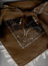 Chocolate Brown Dog Bandana with Eggshell Eyelet Trim & Gemstones