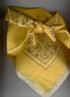 Gold Dog Bandana with Gold Braid Trim & Gemstones