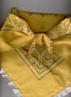 Gold Dog Bandana with Eggshell Eyelet Trim & Gemstones