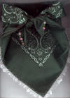 Forest Green Dog Bandana with White Eyelet Trim & Gemstones