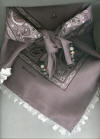 Grey Dog Bandana with White Eyelet Trim & Gemstones