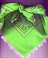 Mint Green Dog Bandana with White Eyelet Trim & Gemstones