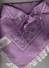 Lavender Dog Bandana with Eggshell Eyelet Trim & Gemstones