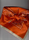 Orange Dog Bandana with Gold Braid Trim & Gemstones