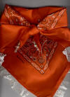 Orange Dog Bandana with Eggshell Eyelet Trim & Gemstones