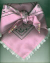 Pink Dog Bandana with White Eyelet Trim & Gemstones