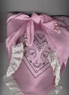 Pink Dog Bandana with Eggshell Eyelet Trim & Gemstones