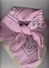 Pink Dog Bandana with Gold Braid Trim & Gemstones