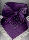 Purple Dog Bandana with Eggshell Eyelet Trim & Gemstones