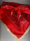 Red Dog Bandana with Gold Braid Trim   & Gemstones