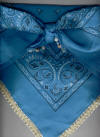 Turquoise Dog Bandana with Gold Braid Trim & Gemstones