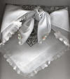 White Dog Bandana with White Eyelet Trim & Gemstones