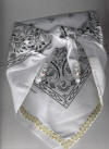 White Dog Bandana with Gold Braid Trim & Gemstones