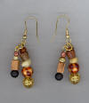 Amber, Yellow Jade & Wooden Pierced Earrings