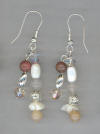 Opal, Rhodonite & Snow Quartz, 2 Strand, Pierced Earrings