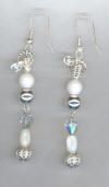 Mother of Pearl with Crystal and Silver Plated Accents Pierced Earrings