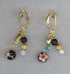 Blackstone, Black Cloisonn, Mother of Pearl Pierced Look Earrings