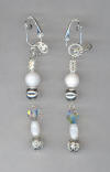 Mother of Pearl with Crystal and Silver Plated Accents Pierced Look Earrings