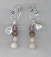 Ocean Jasper, Cream Jade, Rose Quartz & Fluorite Pierced Look Earrings