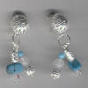 Turquoise, Snow Quartz,  Two Strand Clip On Earrings