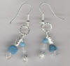 Turquoise, Snow Quartz, Two Strand Pierced Earrings