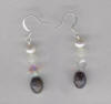 Sapphire, Snow Quartz & Pearl Pierced Earrings