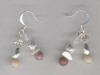 Opal, Rhodonite & Snow Quartz Two Strand Pierced Earrings