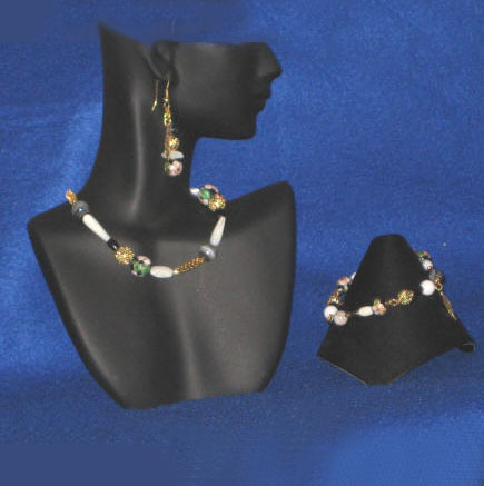 Black Cloisonn, Agate & Coral Princess Length Set