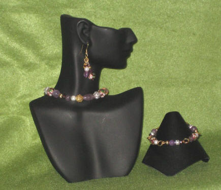 Purple Amethyst, Cloisonn & Garnet Princess Length Set 