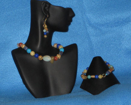 Jade, Turquoise, Amazonite, Picture Jasper, Fluorite & Lapis  Princess Length  Set