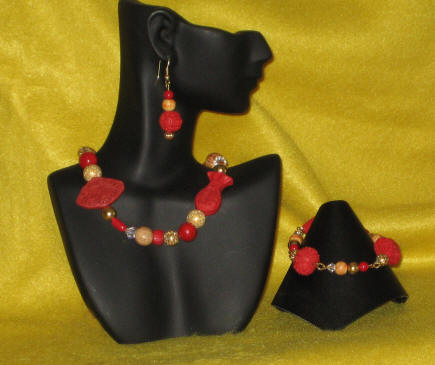 Cinnabar, Coral & Red Fossil Rock Princess Length Set