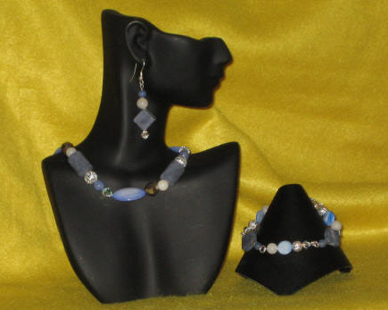 Blue Coral, Mother of Pearl, Blue Aventurine, Cream Quartz Princess Length Set