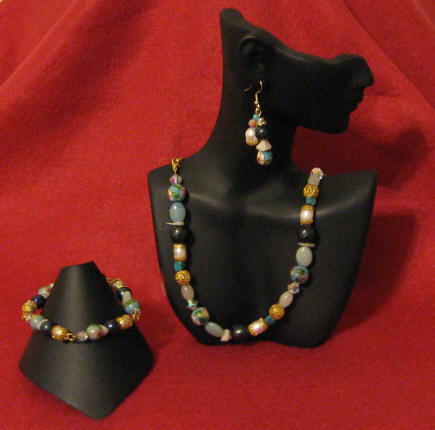 Aqua Cloisonn, Amazonite & Turquoise  Matinee Length Set