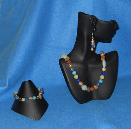 Jade, Turquoise, Amazonite, Picture Jasper, Fluorite & Lapis Lazuli  Matinee Length  Set