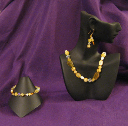 Yellow Aragonite, Amber, Citrine & Jade Princess Length Set