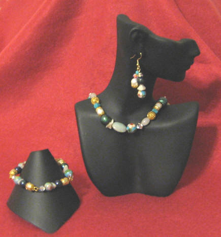 Aqua Cloisonn, Amazonite & Turquoise  Matinee Length Set