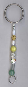 White Cloisonn, Serpentine, & Aventurine  Key Chain Sprit